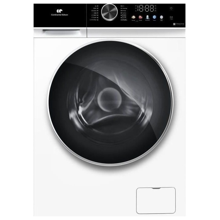 Lave-linge séchant - CONTINENTAL EDISON - CELS106W - 10kg / 6kg - Moteur induction directe - 60 cm - 1200 trs/min - Blanc Lave-linge séchant - CONTINENTAL EDISON - CELS106W - 10kg / 6kg - Moteur induction directe - 60 cm - 1200 trs/min - Blanc