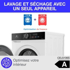 Lave-linge séchant - CONTINENTAL EDISON - CELS106W - 10kg / 6kg - Mot
