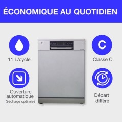 Lave-vaisselle pose libre CONTINENTAL EDISON CELV1544IXP - 15 couverts