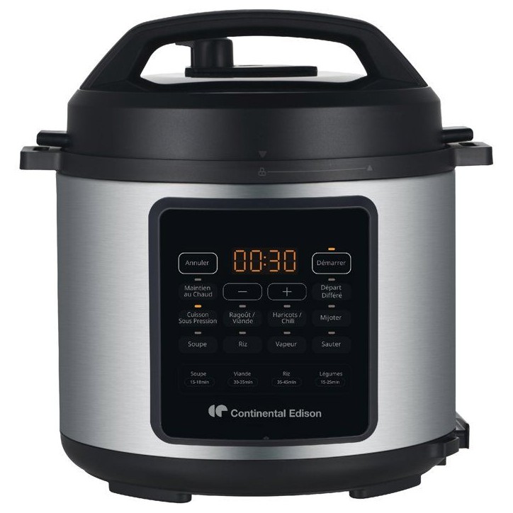 Multicuiseur Autocuiseur sous pression - CONTINENTAL EDISON - CEMCSP10006L - 6 L - 1000 W - Noir et inox Multicuiseur Autocuiseur sous pression - CONTINENTAL EDISON - CEMCSP10006L - 6 L - 1000 W - Noir et inox