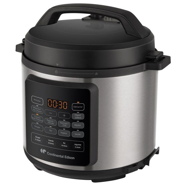 Multicuiseur Autocuiseur sous pression - CONTINENTAL EDISON - CEMCSP10006L - 6 L - 1000 W - Noir et inox Multicuiseur Autocuiseur sous pression - CONTINENTAL EDISON - CEMCSP10006L - 6 L - 1000 W - Noir et inox