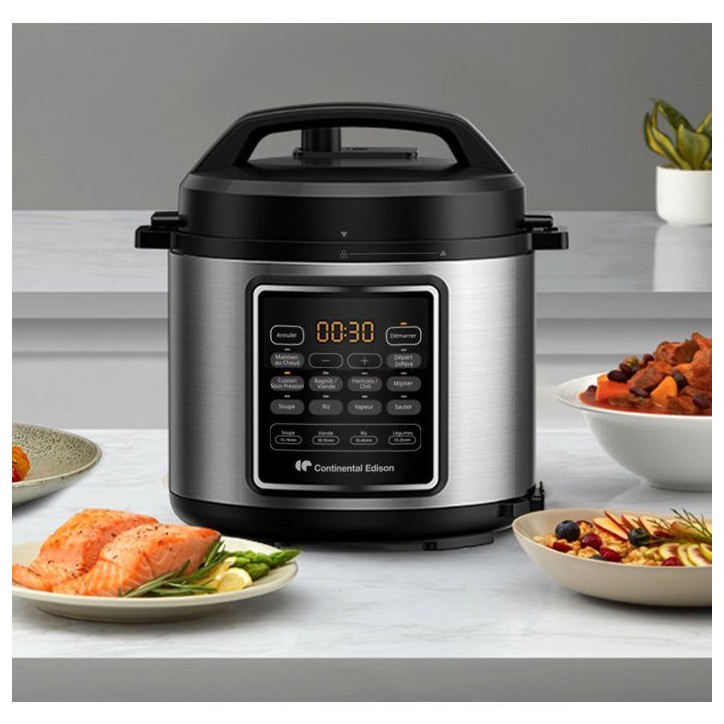 Multicuiseur Autocuiseur sous pression - CONTINENTAL EDISON - CEMCSP10006L - 6 L - 1000 W - Noir et inox Multicuiseur Autocuiseur sous pression - CONTINENTAL EDISON - CEMCSP10006L - 6 L - 1000 W - Noir et inox