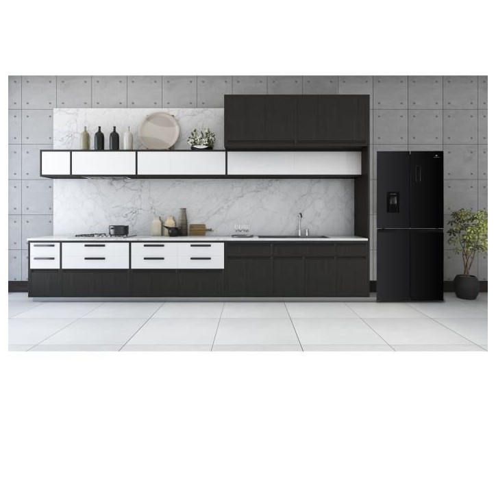 Réfrigérateur 4 portes avec distributeur d'eau - 464L - Total No Frost - L79 cm x H 180 cm - Noir - Classe D Réfrigérateur 4 portes avec distributeur d'eau - 464L - Total No Frost - L79 cm x H 180 cm - Noir - Classe D