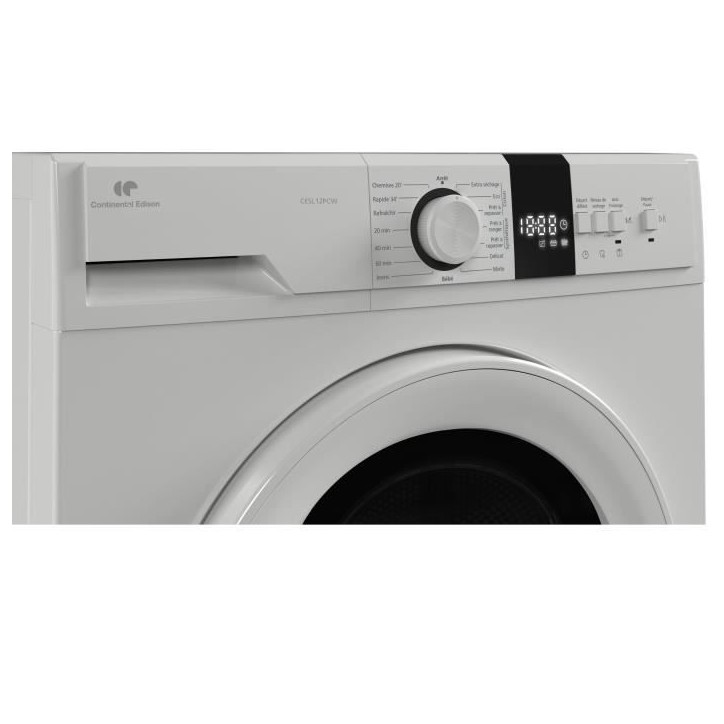 Seche-linge pompe a chaleur CONTINENTAL EDISON CESL12PCW - 12 kg - 60 cm - Classe E - Blanc Seche-linge pompe a chaleur CONTINENTAL EDISON CESL12PCW - 12 kg - 60 cm - Classe E - Blanc