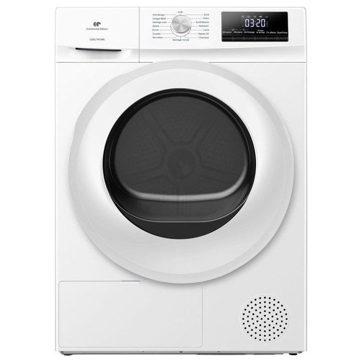 Seche-linge pompe a chaleur - CONTINENTAL EDISON - CESL7PCWE - 7 kg - 60 cm - Classe E - Blanc Seche-linge pompe a chaleur - CONTINENTAL EDISON - CESL7PCWE - 7 kg - 60 cm - Classe E - Blanc
