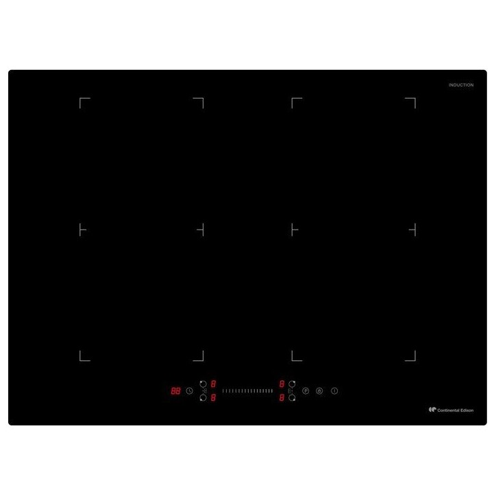 Plaque a induction - CONTINENTAL EDISON - 4 foyers - 7200 W - 70 cm - CETI724Z2FLEX - Noir Plaque a induction - CONTINENTAL EDISON - 4 foyers - 7200 W - 70 cm - CETI724Z2FLEX - Noir