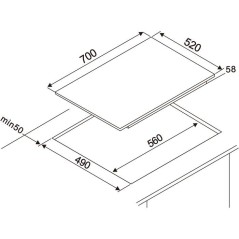 Plaque a induction - CONTINENTAL EDISON - 4 foyers - 7200 W - 70 cm -