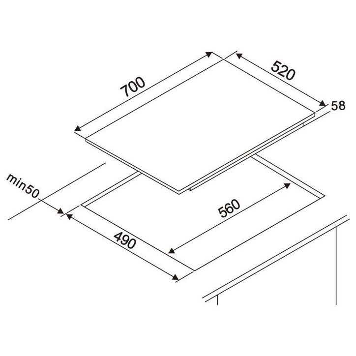 Plaque a induction - CONTINENTAL EDISON - 4 foyers - 7200 W - 70 cm - CETI724Z2FLEX - Noir Plaque a induction - CONTINENTAL EDISON - 4 foyers - 7200 W - 70 cm - CETI724Z2FLEX - Noir