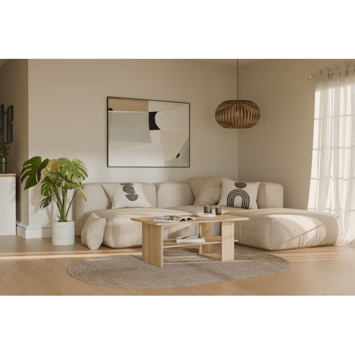 Table Basse Rectangulaire - COFFEE TABLES – Finition Chene Mauvella – 2 Plateaux – 110 × 60 × 45 cm Table Basse Rectangulaire - COFFEE TABLES – Finition Chene Mauvella – 2 Plateaux – 110 × 60 × 45 cm
