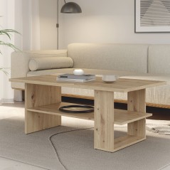 Table Basse Rectangulaire - COFFEE TABLES – Finition Chene Artisan – 2 Plateaux – 110 × 60 × 45 cm