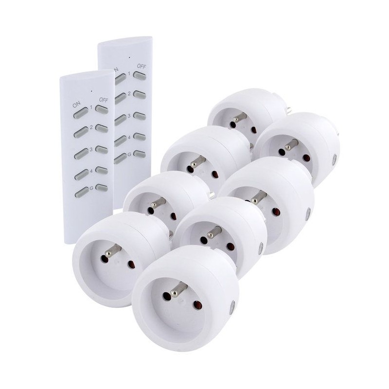 Set de 8 minis prises - CHACON - ON/OFF - 2300 W - Transmission 30 m -