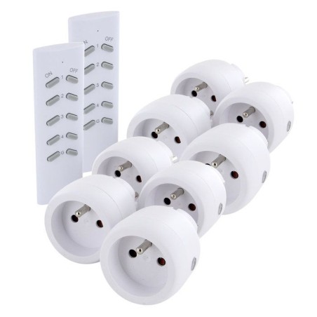 Set de 8 minis prises - CHACON - ON/OFF - 2300 W - Transmission 30 m -
