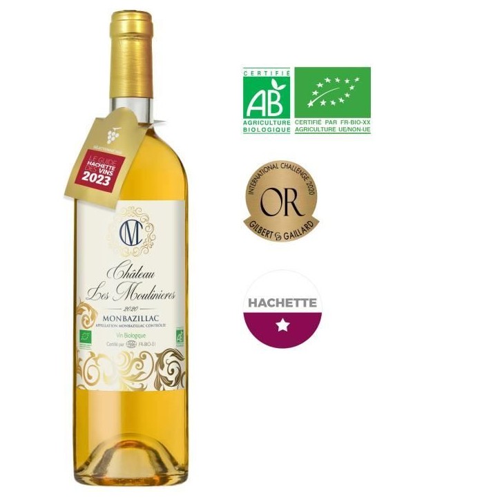 Château Les Moulinieres 2020 Monbazillac - Vin blanc du Sud Ouest - Bio