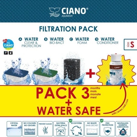 Pack entretien aquarium - CIANO - Taille S - 3 cartouches - Conditionn