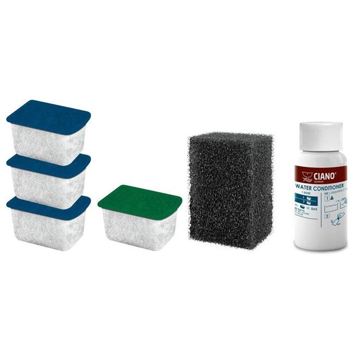 Pack entretien aquarium - CIANO - Taille M - 3 cartouches - Conditionneur - Traitement eau Pack entretien aquarium - CIANO - Taille M - 3 cartouches - Conditionneur - Traitement eau
