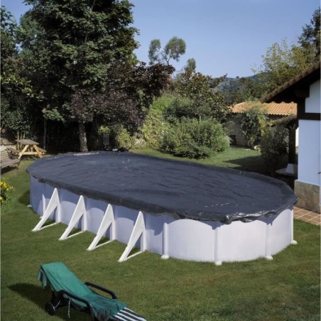 GRE - Bâche d'hivernage pour piscine tubulaire hors-sol ovale 7,30m x 3,75m - 120g/m² - Protege des feuilles et insectes