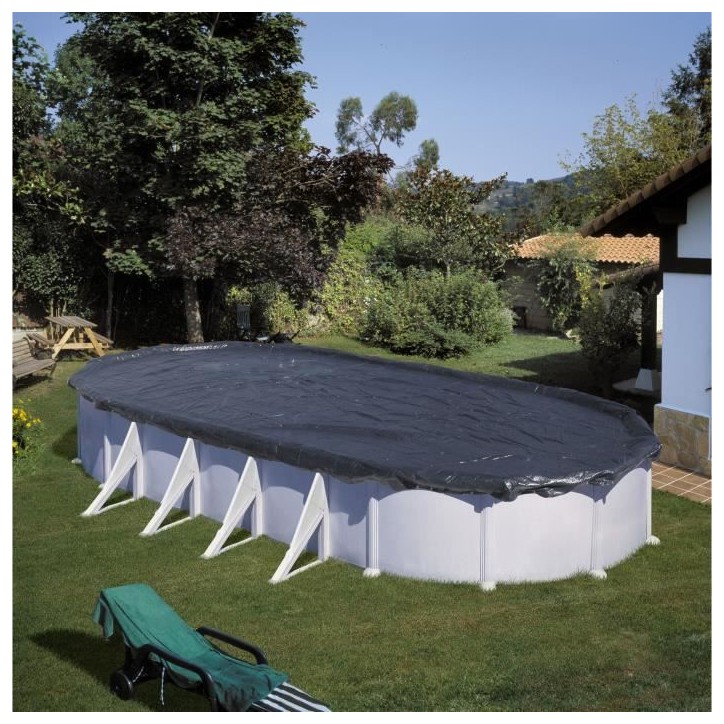 GRE - Bâche d'hivernage pour piscine tubulaire hors-sol ovale 7,30m x 3,75m - 120g/m² - Protege des feuilles et insectes GRE - Bâche d'hivernage pour piscine tubulaire hors-sol ovale 7,30m x 3,75m - 120g/m² - Protege des feuilles et insectes