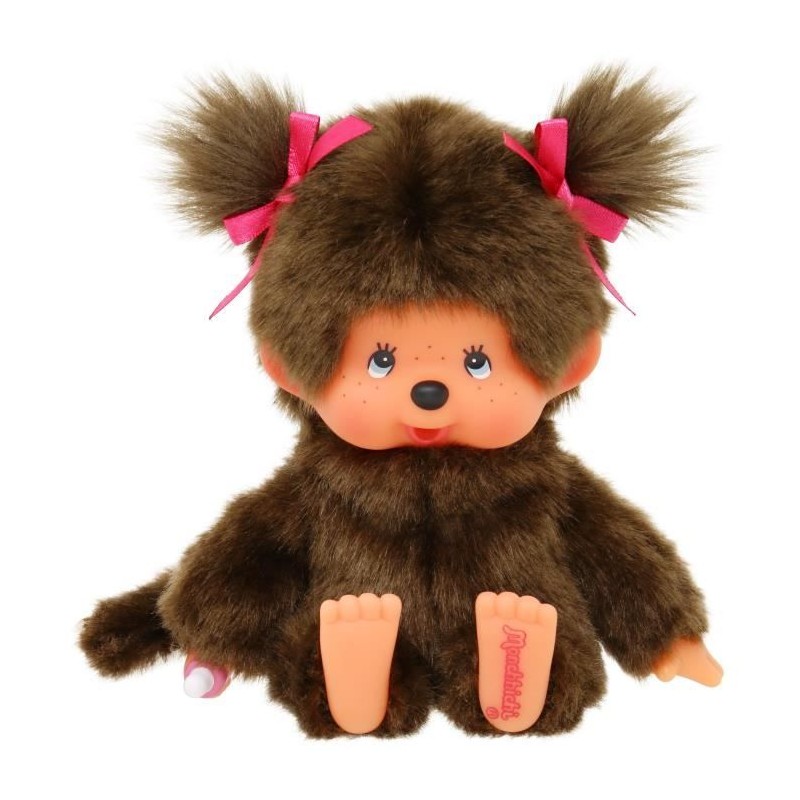 Peluche singe - BANDAI - Peluche l'Original Fille - Monchhichi - 20 cm Peluche singe - BANDAI - Peluche l'Original Fille - Monchhichi - 20 cm