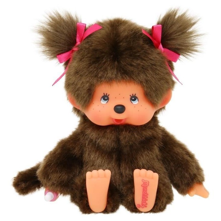 Peluche singe - BANDAI - Peluche l'Original Fille - Monchhichi - 20 cm Peluche singe - BANDAI - Peluche l'Original Fille - Monchhichi - 20 cm