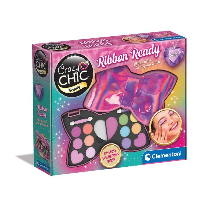CLEMENTONI - Trousse Noeud-Papillon - Palette de maquillage pour enfant - Fards paupieres, brillants levres, éponge, pinceaux - CLEMENTONI - Trousse Noeud-Papillon - Palette de maquillage pour enfant - Fards paupieres, brillants levres, éponge, pinceaux -