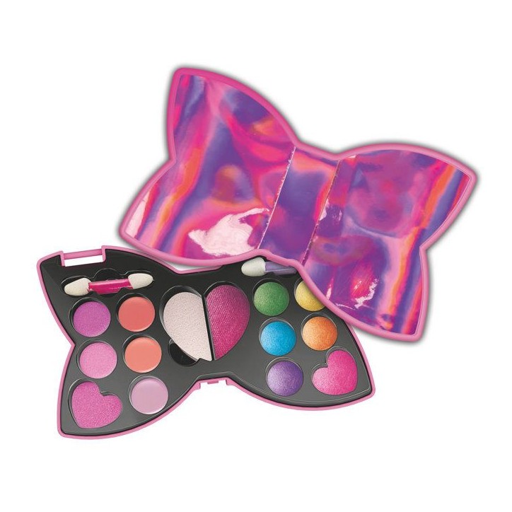 CLEMENTONI - Trousse Noeud-Papillon - Palette de maquillage pour enfant - Fards paupieres, brillants levres, éponge, pinceaux - CLEMENTONI - Trousse Noeud-Papillon - Palette de maquillage pour enfant - Fards paupieres, brillants levres, éponge, pinceaux -