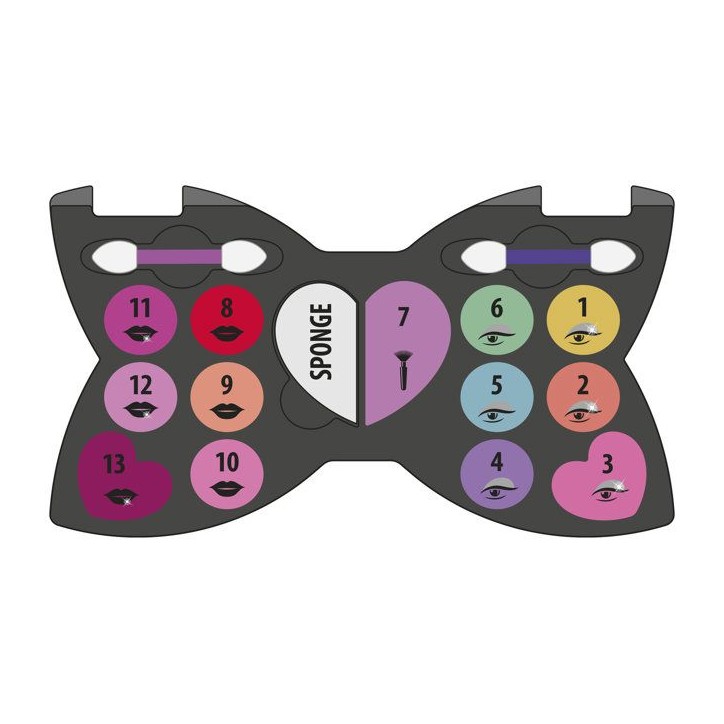 CLEMENTONI - Trousse Noeud-Papillon - Palette de maquillage pour enfant - Fards paupieres, brillants levres, éponge, pinceaux - CLEMENTONI - Trousse Noeud-Papillon - Palette de maquillage pour enfant - Fards paupieres, brillants levres, éponge, pinceaux -