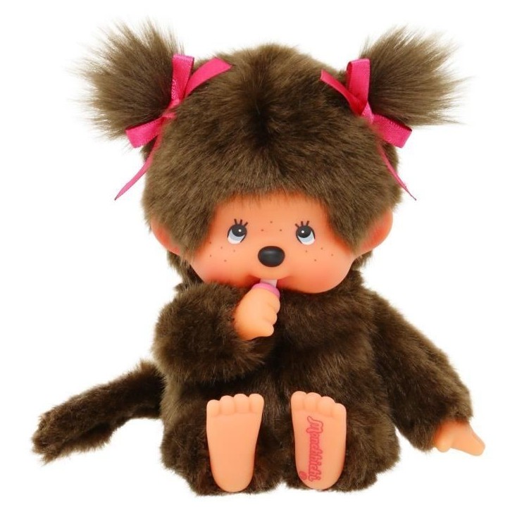 Peluche singe - BANDAI - Peluche l'Original Fille - Monchhichi - 20 cm Peluche singe - BANDAI - Peluche l'Original Fille - Monchhichi - 20 cm