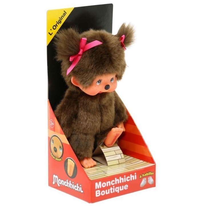 Peluche singe - BANDAI - Peluche l'Original Fille - Monchhichi - 20 cm Peluche singe - BANDAI - Peluche l'Original Fille - Monchhichi - 20 cm
