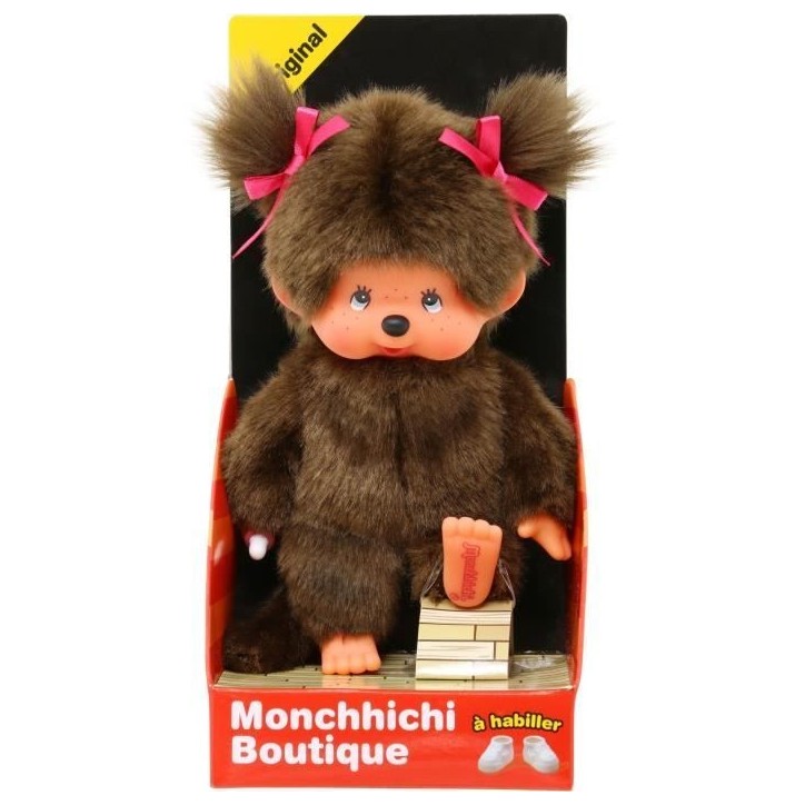 Peluche singe - BANDAI - Peluche l'Original Fille - Monchhichi - 20 cm Peluche singe - BANDAI - Peluche l'Original Fille - Monchhichi - 20 cm