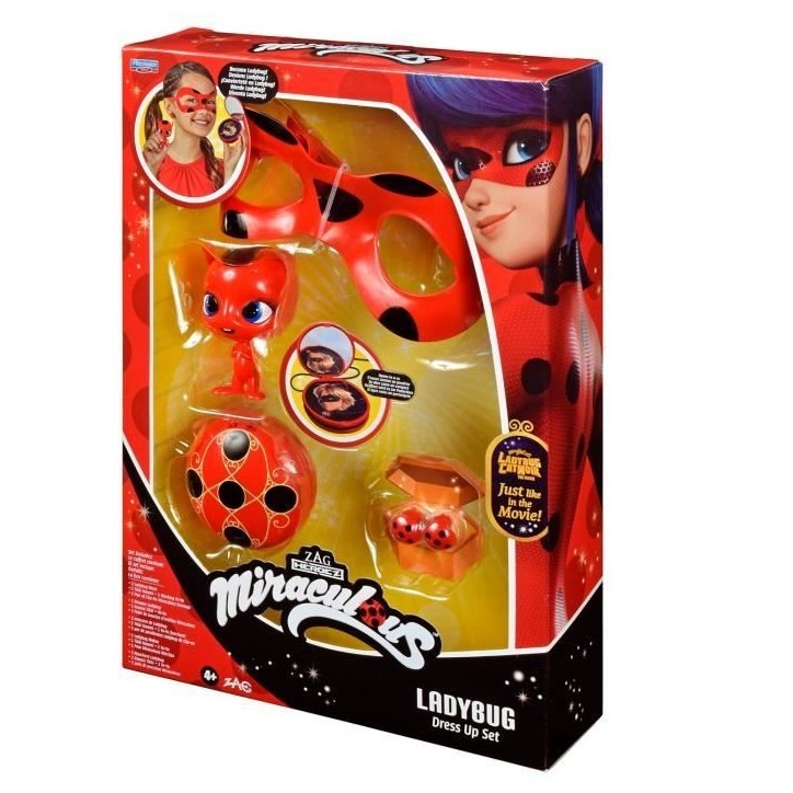 Déguisement Ladybug - Masque Yoyo Miroir Boucles d'oreilles Kwami Tikki - BANDAI - Miraculous Ladybug - Set de transformation