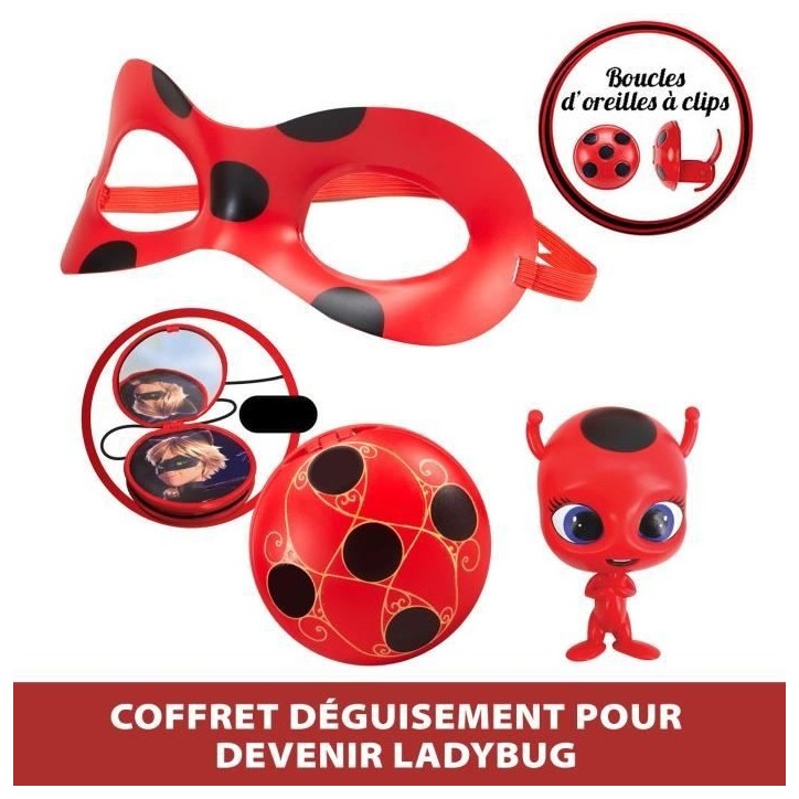 Déguisement Ladybug - Masque Yoyo Miroir Boucles d'oreilles Kwami Tikki - BANDAI - Miraculous Ladybug - Set de transformation
