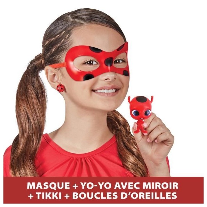 Déguisement Ladybug - Masque Yoyo Miroir Boucles d'oreilles Kwami Tikki - BANDAI - Miraculous Ladybug - Set de transformation
