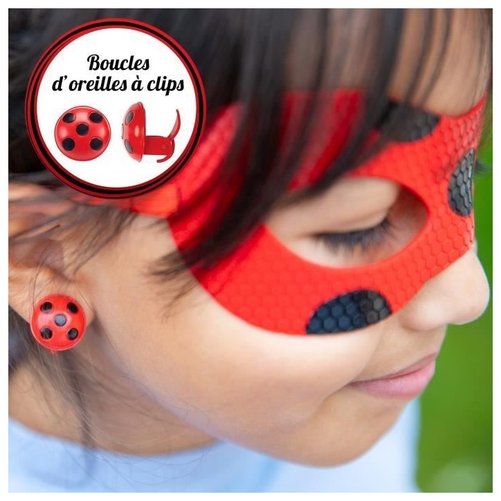 Déguisement Ladybug - Masque Yoyo Miroir Boucles d'oreilles Kwami Tikki - BANDAI - Miraculous Ladybug - Set de transformation