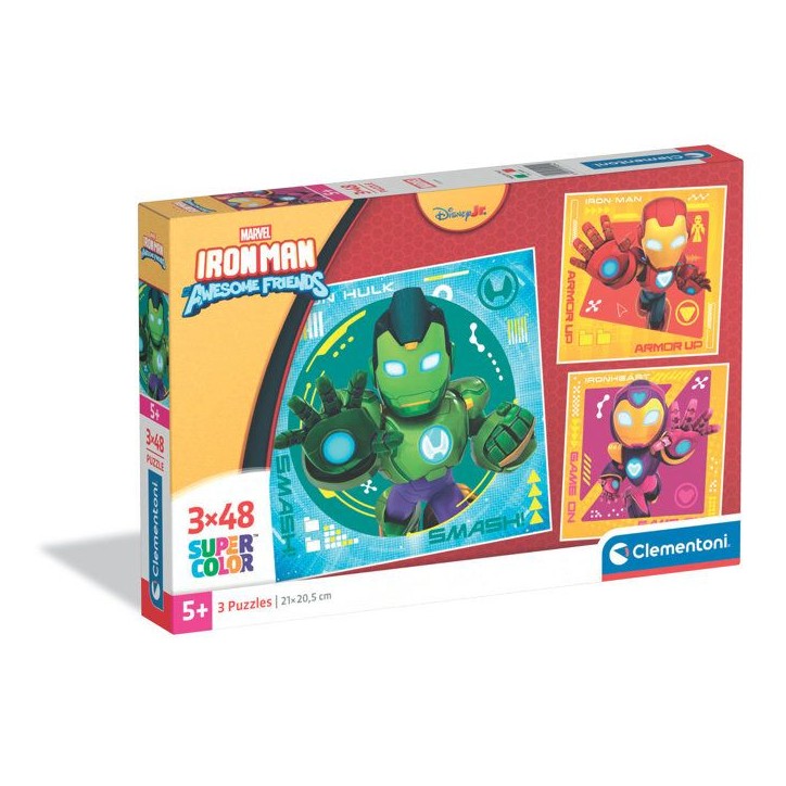 CLEMENTONI - 3x48 pieces - Square Iron-Man and his Awesome CLEMENTONI - 3x48 pieces - Square Iron-Man and his Awesome