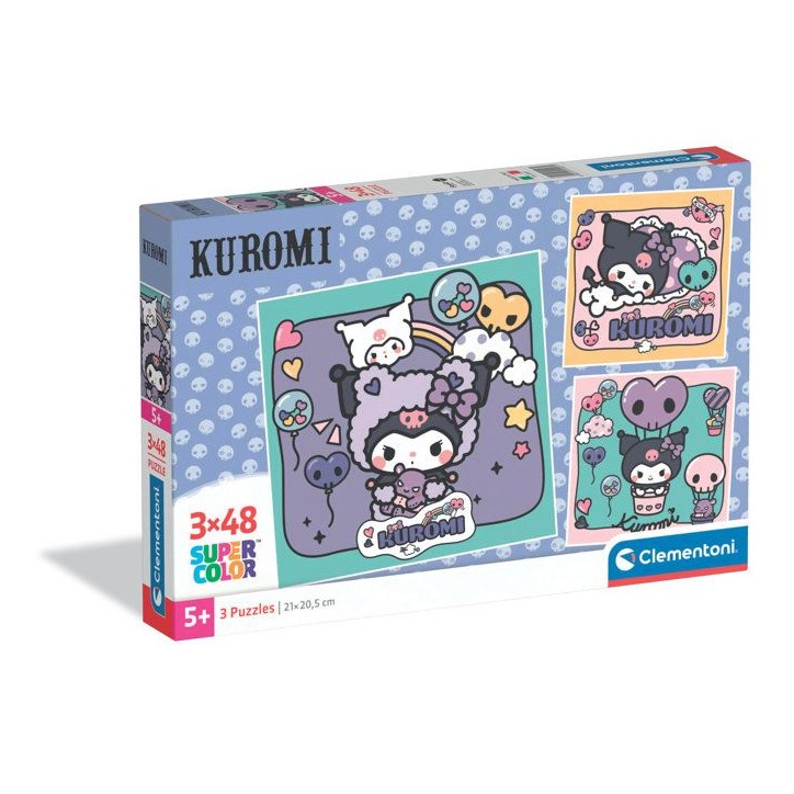 Puzzle 3 x 48 pieces - Clementoni - Kuromi - Des 5 ans - Puzzle Enfant - Pieces Super Color Puzzle 3 x 48 pieces - Clementoni - Kuromi - Des 5 ans - Puzzle Enfant - Pieces Super Color