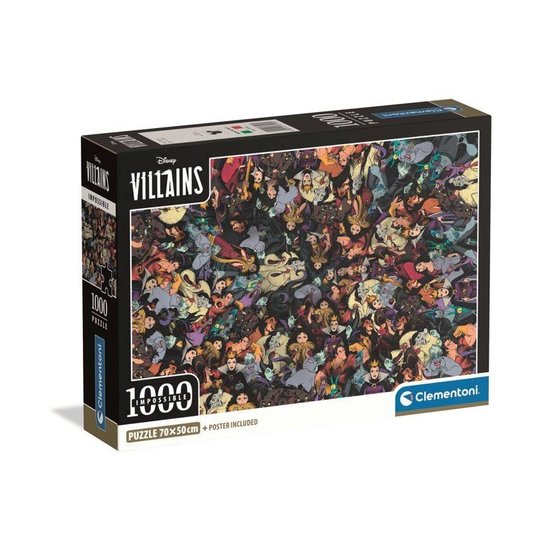 CLEMENTONI - Compact 1000 pieces - Impossible Disney Villains