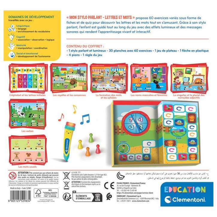 CLEMENTONI - Mon stylo parlant - Lettres et Mots - 60 activités