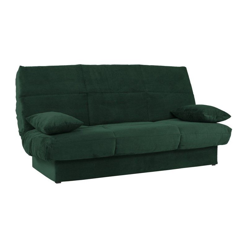 Banquette clic-clac - 3 places - Avec coussins - Tissu Vert -190 x 90