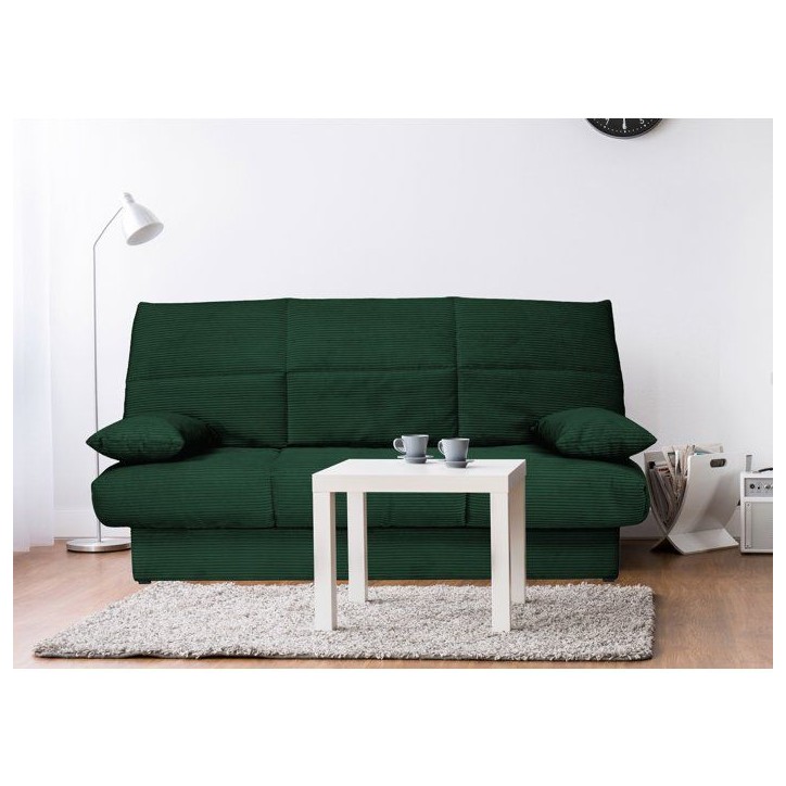 Banquette clic-clac - 3 places - Avec coussins - Tissu Vert -190 x 90 x 92 cm - CLEM Banquette clic-clac - 3 places - Avec coussins - Tissu Vert -190 x 90 x 92 cm - CLEM