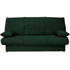 Banquette clic-clac - 3 places - Avec coussins - Tissu Vert -190 x 90