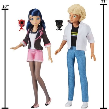 Pack de 2 Poupées - BANDAI - Miraculous - P50377 - Marinette & Adrien - 26 cm