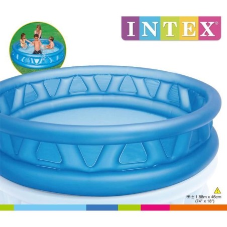 Piscine gonflable ronde Soft Side Pool pour enfant et famille - INTEX - 188x46cm - Capacité 666L - Bleu