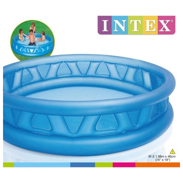 Piscine gonflable ronde Soft Side Pool pour enfant et famille - INTEX - 188x46cm - Capacité 666L - Bleu Piscine gonflable ronde Soft Side Pool pour enfant et famille - INTEX - 188x46cm - Capacité 666L - Bleu