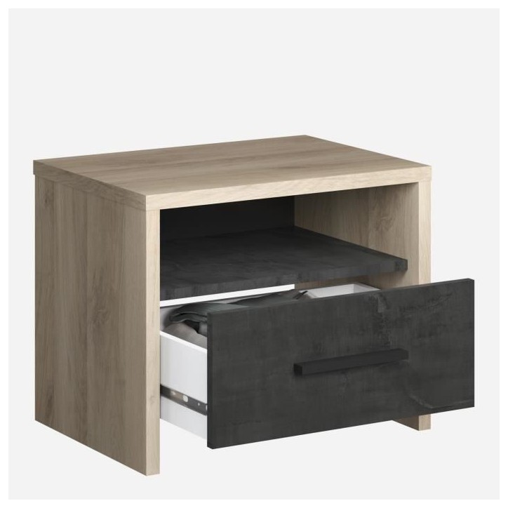 DEMEYERE Table de chevet 1 tiroir - Décor Chene Kronberg - L 49,6 x P 36,3 x H 40,1 cm - COLORADO DEMEYERE Table de chevet 1 tiroir - Décor Chene Kronberg - L 49,6 x P 36,3 x H 40,1 cm - COLORADO