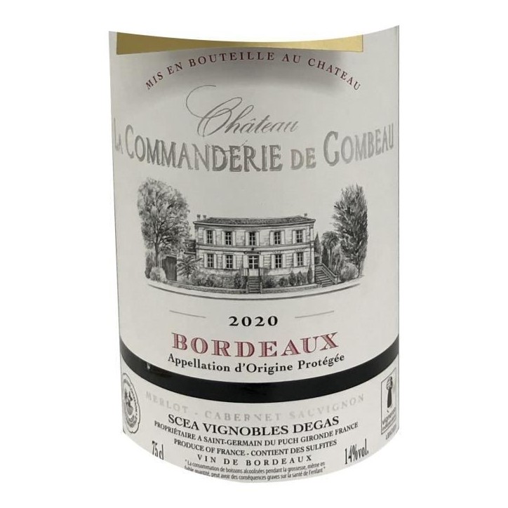 Château La Commanderie de Gombeau 2020 Bordeaux - Vin rouge de Bordeaux