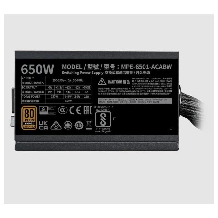 COOLER MASTER - MWE 650W V2 ATX 3.1 - Alimentation PC - 650 W