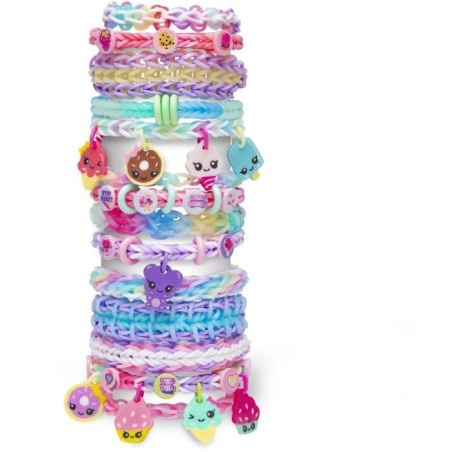 Coffret fabrication automatique de bracelets élastiques - BANDAI - Rainbow Loom Boutique - Contient 4000 Élastiques, Beadmojis