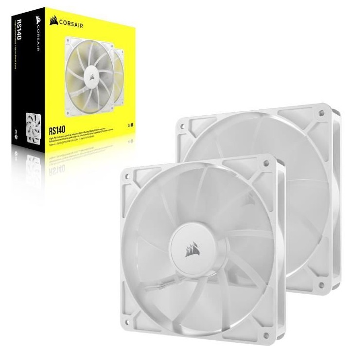 Pack de 2 ventilateurs PWM 140mm - CORSAIR - RS140 - Blanc Pack de 2 ventilateurs PWM 140mm - CORSAIR - RS140 - Blanc