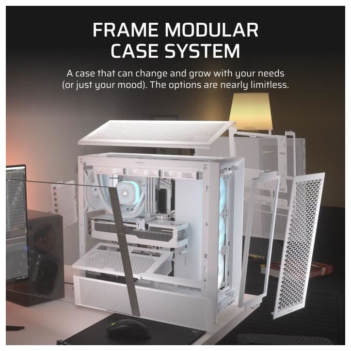 Boîtier PC - CORSAIR - Série FRAME 4000D RS ARGB - Moyen-tour - 3 ventilateurs ARGB - Blanc Boîtier PC - CORSAIR - Série FRAME 4000D RS ARGB - Moyen-tour - 3 ventilateurs ARGB - Blanc