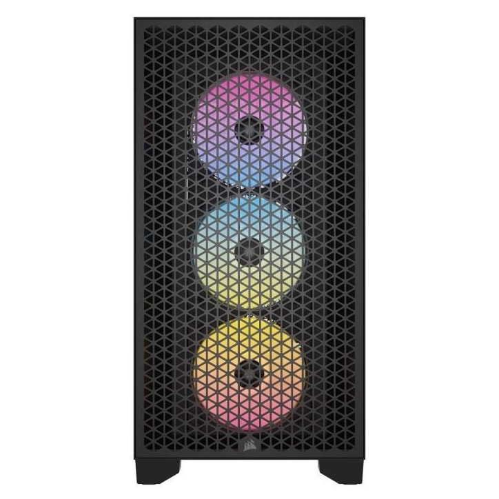Boîtier PC - CORSAIR - 3000D RGB AIRFLOW - ATX Moyen-tour - 3 ventilateurs AR120 RGB - Noir Boîtier PC - CORSAIR - 3000D RGB AIRFLOW - ATX Moyen-tour - 3 ventilateurs AR120 RGB - Noir